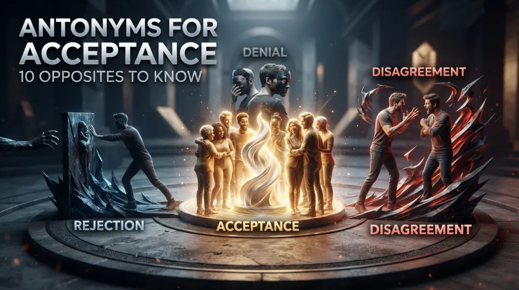 Acceptance and rejection shown as opposite concepts with contrasting symbols