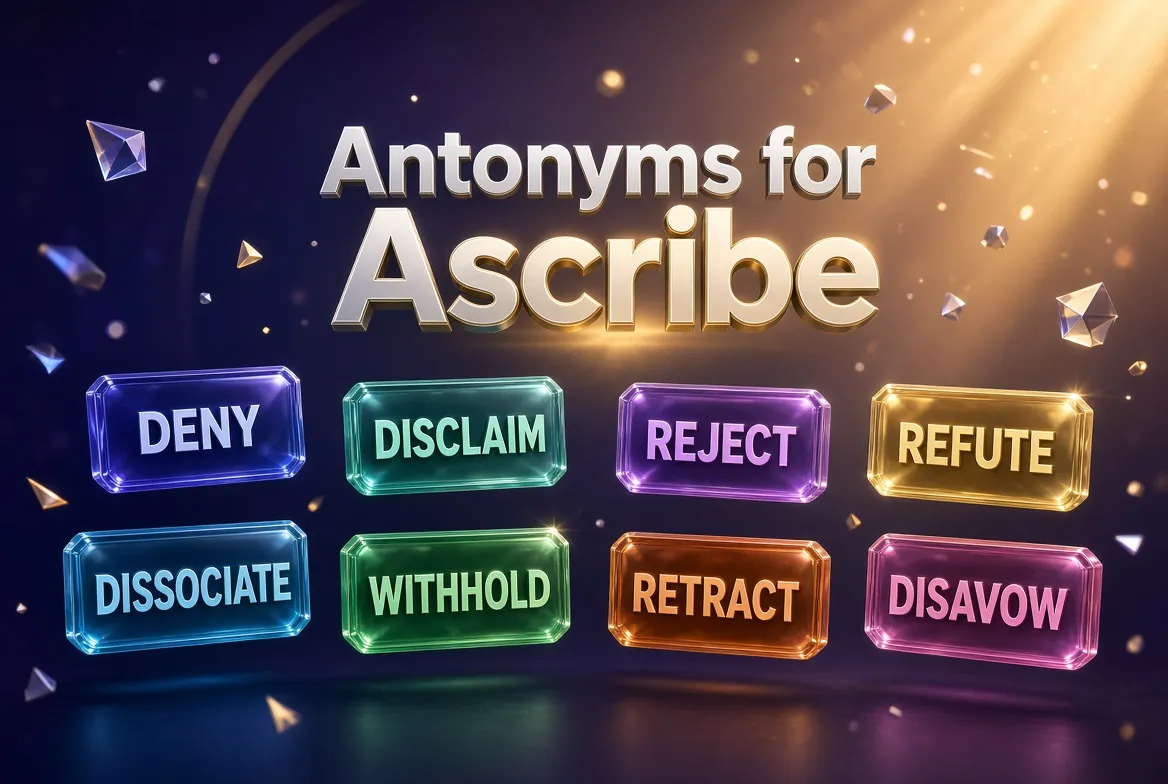 Antonyms for ascribe showing attribution contrasted with separation and denial