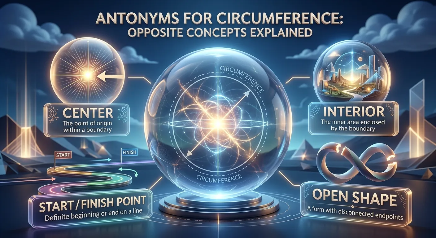 Circle diagram showing circumference, interior, center, diameter, and radius