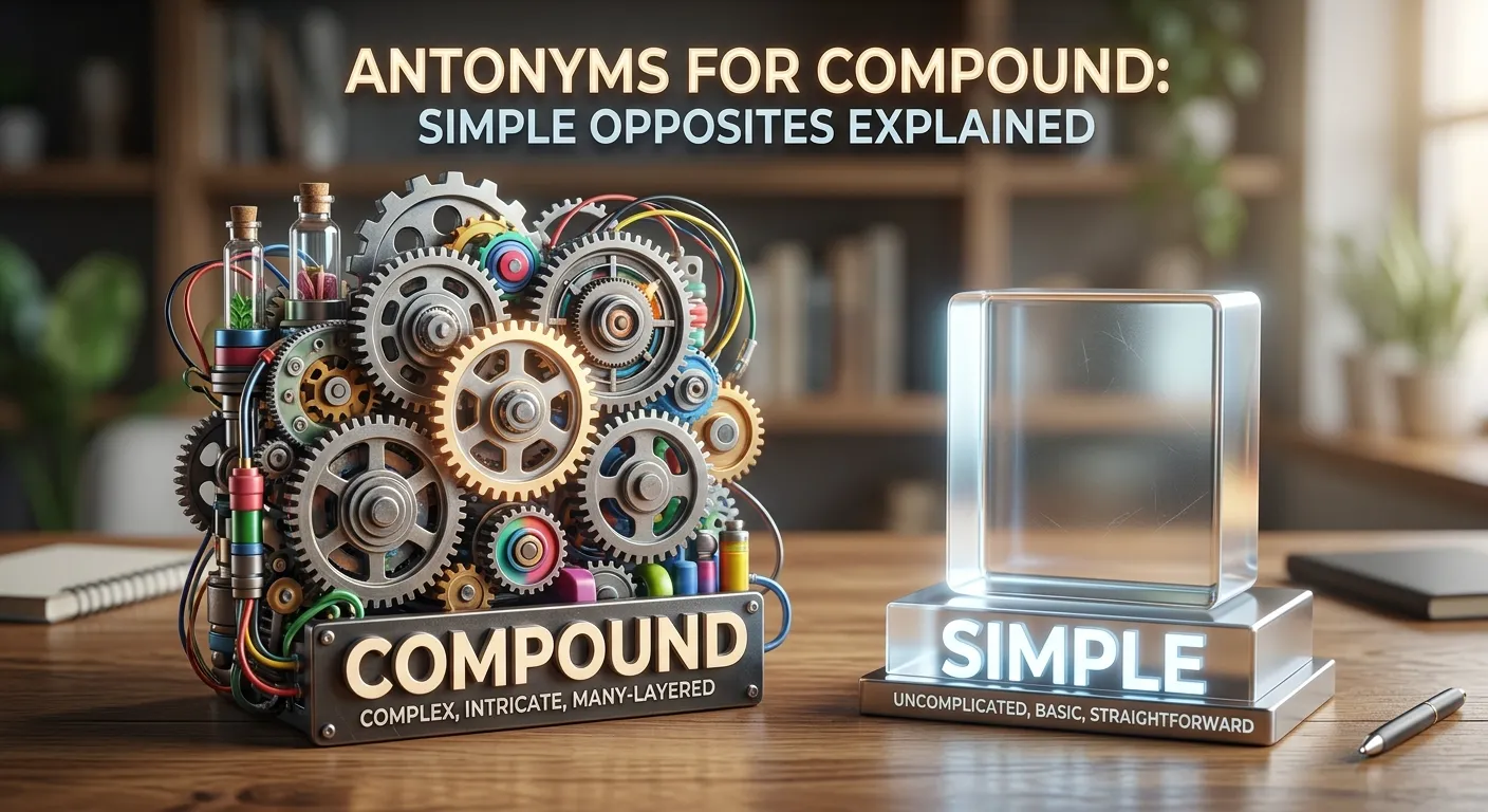 Antonyms for compound showing simple, single, separate, and alleviate