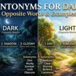 Educational graphic showing dark contrasted with light, bright, pale, cheerful, and clear
