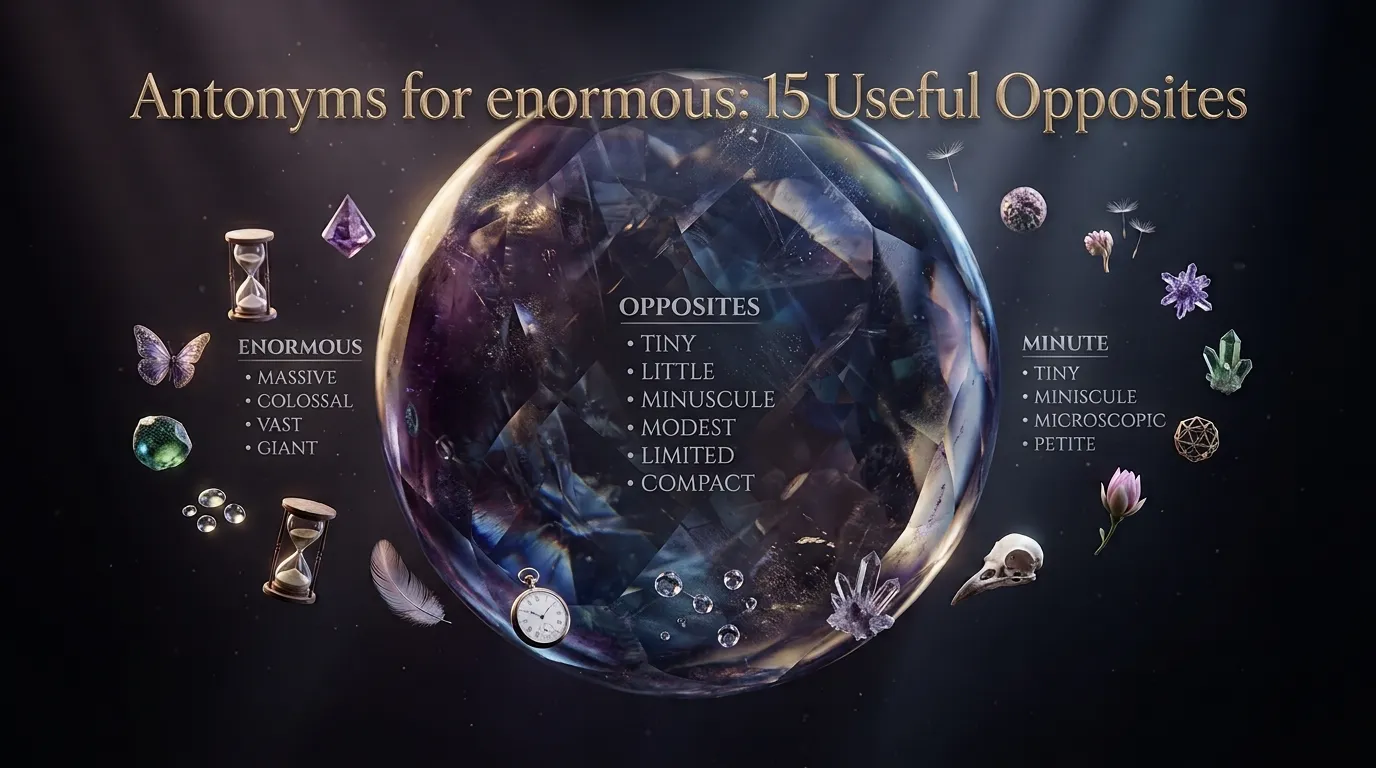 Visual comparison of an enormous object with small and tiny objects to explain antonyms for enormous