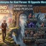 Educational comparison showing a kind person contrasted with unkind, mean, cruel, selfish, and callous behavior