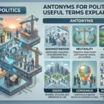 Apolitical and nonpolitical concepts contrasted with politics in an educational vocabulary graphic