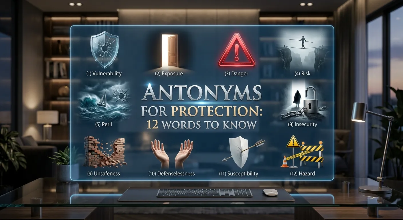 Illustration showing protection contrasted with exposure, vulnerability, and danger