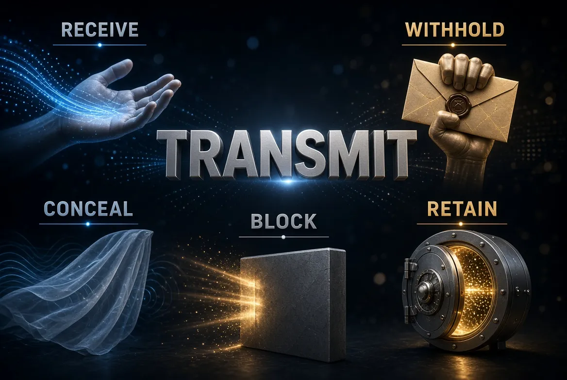 Diagram showing transmit contrasted with withhold, receive, block, and suppress