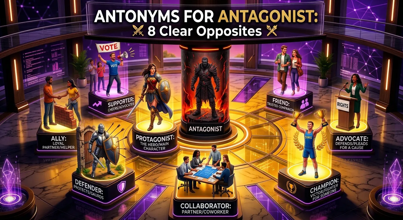 Protagonist and antagonist contrasted with ally and supporter in a story